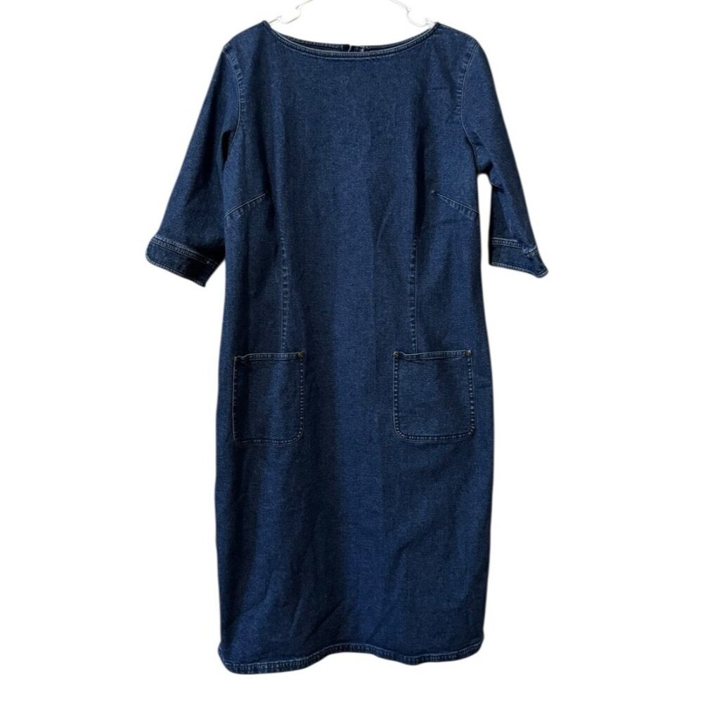 Liz Claiborne Lizwear Women Denim Jean Dress Size 14 Zip Pockets Country Classic